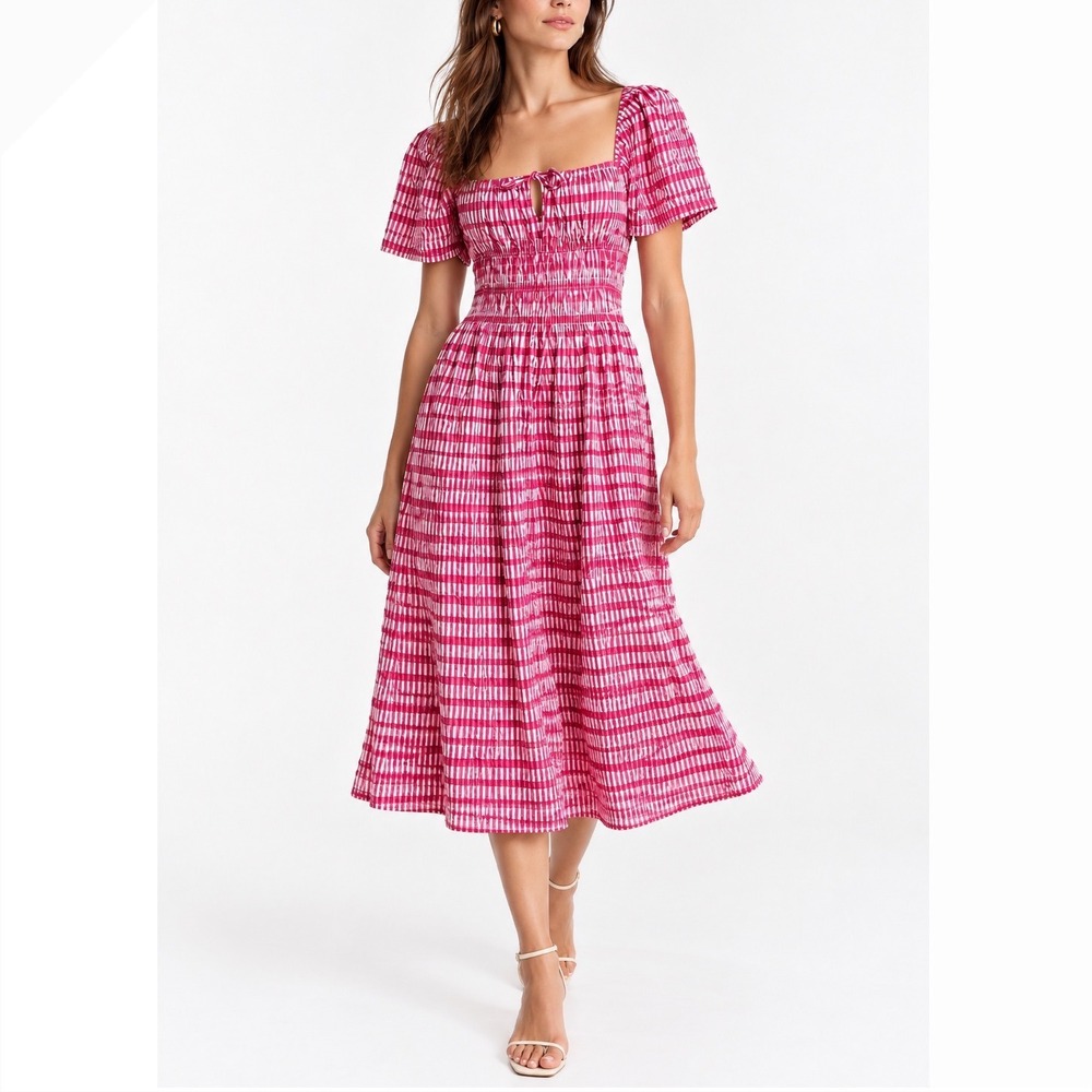 Ciao Lucia Fiorella Dress XXS Hot Pink Gingham Romantic Cottagecore Picnic